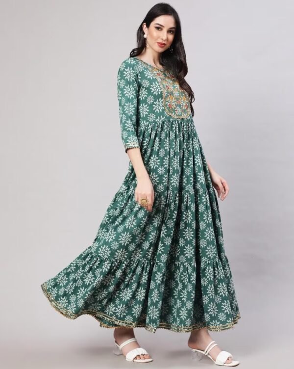 Floral Print Flared Kurta - Image 3